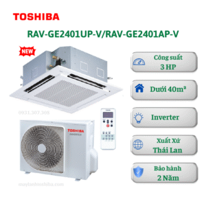 Máy lạnh Toshiba âm trần Cassette RAV-GE2401UP-V/RAV-GE2401AP-V Inverter 3HP 1 chiều 4 hướng thổi (1 Pha)