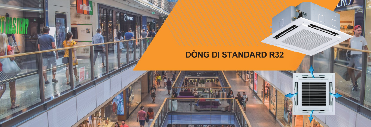 Máy lạnh Toshiba âm trần cassette 4 hướng thổi 2 chiều Inverter