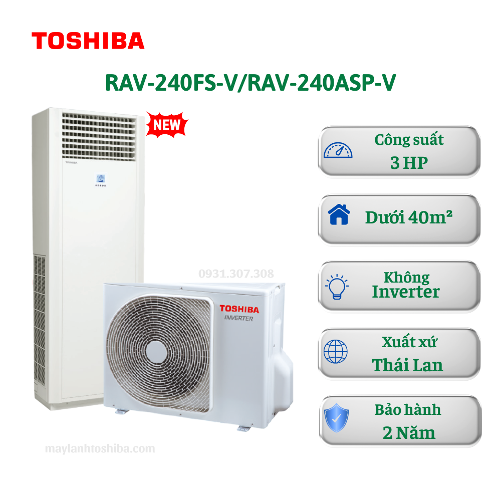 Máy lạnh tủ đứng Toshiba RAV-240FS-V/RAV-240ASP-V 1 chiều 24200BTU – Giải pháp tiết kiệm không gian cho mọi căn phòng