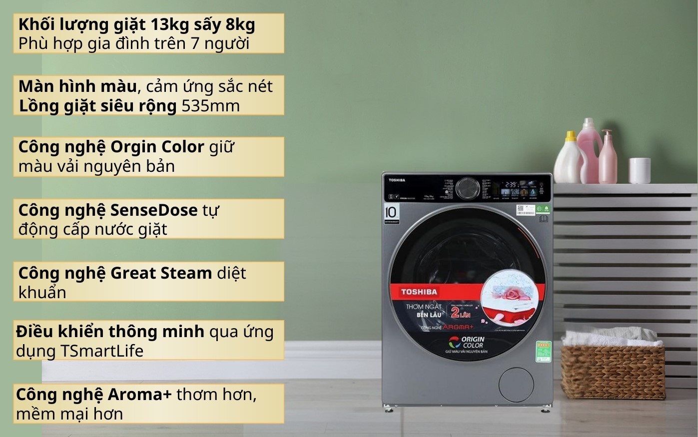 Máy giặt sấy Toshiba Inverter TWD-T25BZP140MWV(MG)