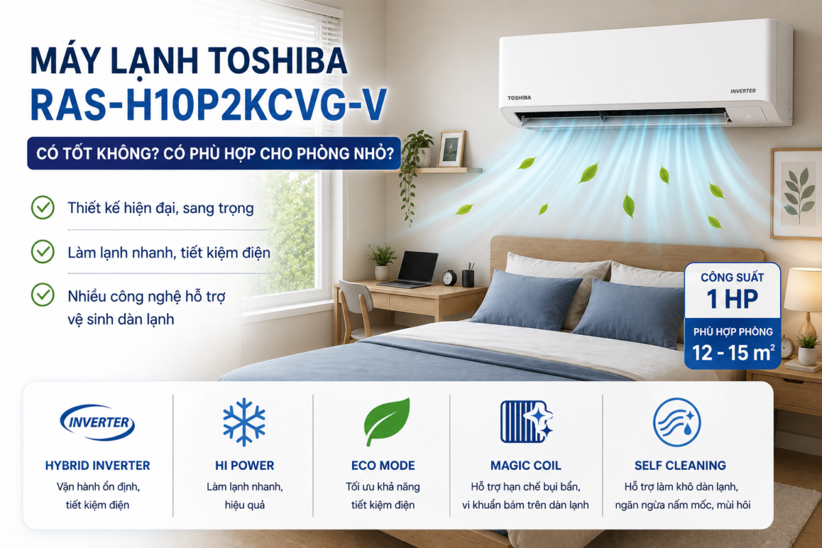 Máy lạnh Toshiba RAS-H10P2KCVG-V có tốt không? Có phù hợp cho phòng nhỏ?