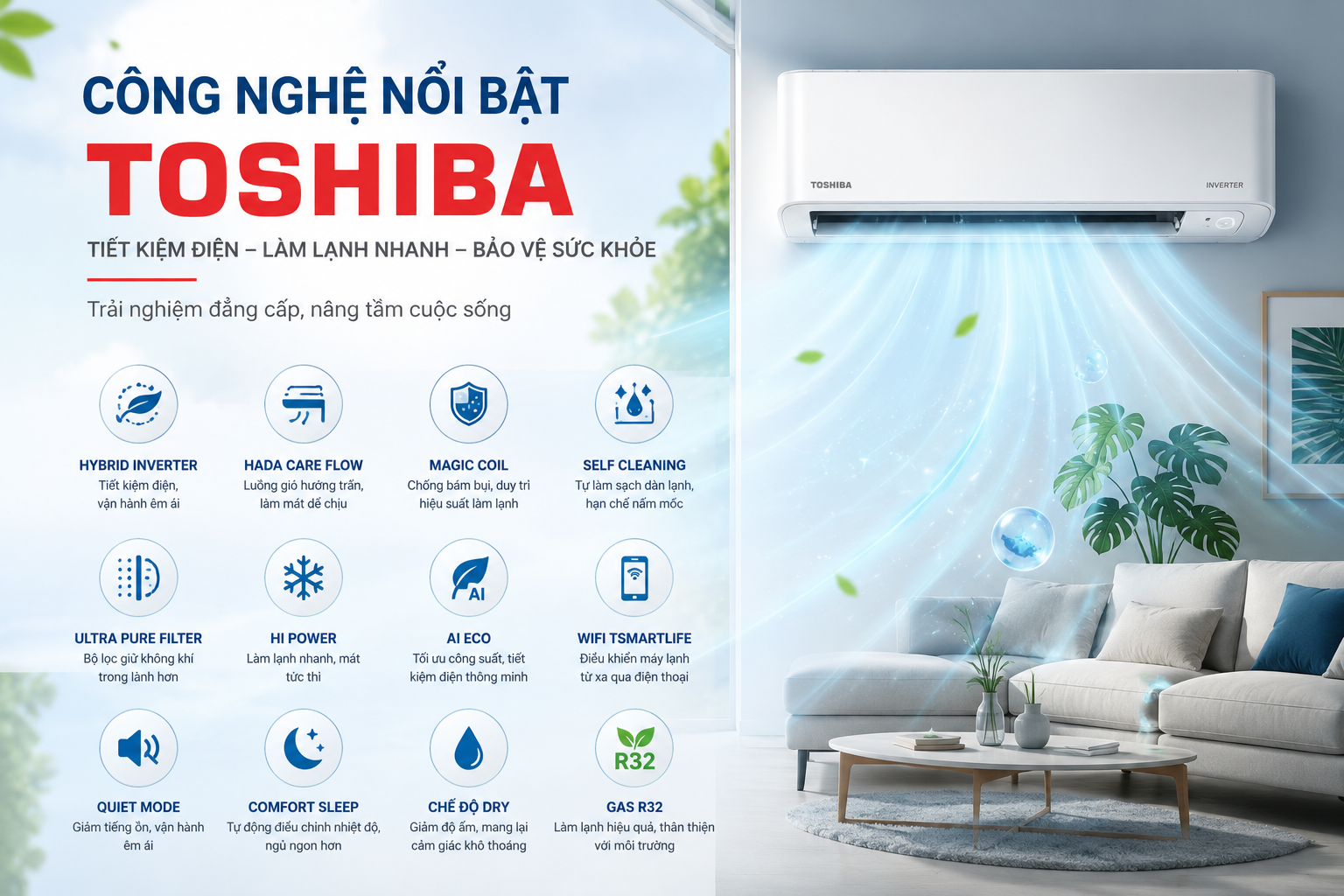 Công nghệ nổi bật máy lạnh Toshiba
